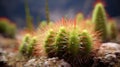 Photorealistic Macro Of Green Cactus With Red Tips Royalty Free Stock Photo