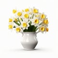 Photorealistic Narcissus In Modern Ceramic Vase - High-quality Stock Photo