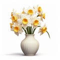 Photorealistic Narcissus In Modern Ceramic Vase - Stock Photo Quality