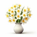 Photorealistic Narcissus In Modern Ceramic Vase - Stock Photo Quality