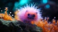 Photorealistic Nature Photography: Cute Orange Fluffy Creature In Intricate Underwater World