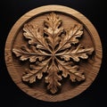 Photorealistic Oak Wood Ornamental Circle With Symmetrical Pattern