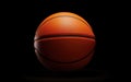 Photorealistic orange basketball ball icon faded on black background. March madness poster design. Minimalistic banner, side view