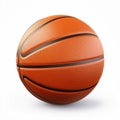 Photorealistic orange basketball ball icon isolated on white background. March madness poster design. Minimalistic banner, three Royalty Free Stock Photo