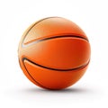 Photorealistic orange basketball ball icon isolated on white background. March madness poster design. Minimalistic banner, three