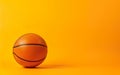 Photorealistic orange basketball ball isolated on warm orange background. March madness poster design. Minimalistic banner with