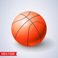Photorealistic orange basketball ball vector icon