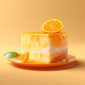 Photorealistic Orange Cake: A Mouthwatering 3d Render