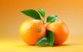 Photorealistic orange fruit on a solid background, Generative Ai