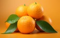 Photorealistic orange fruit on a solid background, Generative Ai