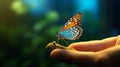 Photorealistic Painting Of A Butterfly Sitting On A Finger
