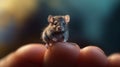 Photorealistic Painting Of A Cute Rat Sitting On A Finger