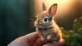 Photorealistic Painting Of A Rabbit Sitting On A Finger