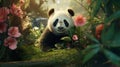 Photorealistic Panda Bear In A Forest: A Captivating Render By Mike Campau