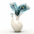 Photorealistic Peacock Flower In Modern Ceramic Vase