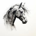 Minimalistic Black And White Horse Head Drawing Royalty Free Stock Photo