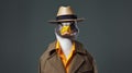 Photorealistic Portrait Of A Goose In A Stylish Suit And Hat