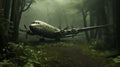 Photorealistic Post-war Airplane In Dark Forest - Uhd Image