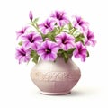 Photorealistic Purple Petunia In Modern Ceramic Vase Royalty Free Stock Photo