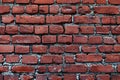 Photorealistic red brick wall texture. the bricks have a very thin outline and are arranged in straight rows, creating an ele