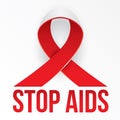 The photorealistic red ribbon is the global symbol for solidarity with HIV-positive people and those living with AIDS