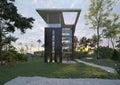 Photorealistic render building exterior in the outdoor 3d illustration