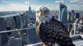 Photorealistic Rendering Of Bald Eagle Guarding New York Cityscape