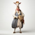 Photorealistic Rendering Of A Giraffe In A Country Man Costume