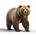Photorealistic Rendering Of A Grizzly Bear Walking On A White Background
