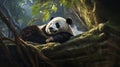 Photorealistic Rendering Of A Resting Panda Bear In A Brazilian Zoo