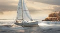 Photorealistic Rendering Of A Sail Boat On Water