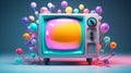 Photorealistic Rendering Of Shiny And Colorful Television