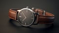 Photorealistic Rendering Of A Simple Watch With Brown Straps