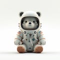 Photorealistic Rendering Of A Small Bear In An Astronaut Outfit