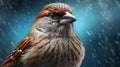Photorealistic Rendering Of Sparrow Bird In Rain