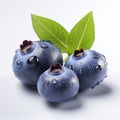 Photorealistic Rendering Of Three Waterdrops On Blueberries