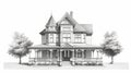 Photorealistic Rendering Of A Victorian Era House Royalty Free Stock Photo