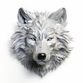 Liquid Metal Wolf Head: 3d Digital Illustration On White Background