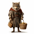 Photorealistic Rendering Of A Wolf In Traditional Bavarian Clothing