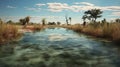 Photorealistic Renderings Of An Empty River In African And Australian Landscapes