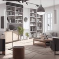 A photorealistic scandinavian living room with raytracing lighting Royalty Free Stock Photo