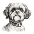 Photorealistic Shih Tzu Dog Sketch Illustration