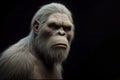 photorealistic studio portrait of a mature male Bigfoot on black background. ai generative