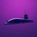 Photorealistic Submarine Art On Purple Background: A Stylish Fusion Of Heistcore And Irony