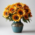 Photorealistic Sunflower In Modern Ceramic Vase