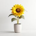 Photorealistic Sunflower In Modern Ceramic Vase - Stock Photo Quality