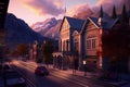 Photorealistic Sunset in Queenstown Downtown, Made with Generative AI