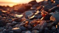 Photorealistic Sunset Rocks: A Stunning Display Of Industrial Gemstone Art