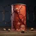 Photorealistic Surrealism: Red Cracked Cylinder In Baroque Style