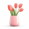 Photorealistic Tulips In Pink Vase On White Background Royalty Free Stock Photo